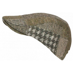 Béret Casquette Verte et Beige en Laine Patchwork Style Anglais Windsaur CASQUETTES Nyls Création