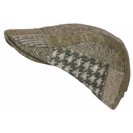 Béret Casquette Verte et Beige en Laine Patchwork Style Anglais Windsaur CASQUETTES Nyls Création