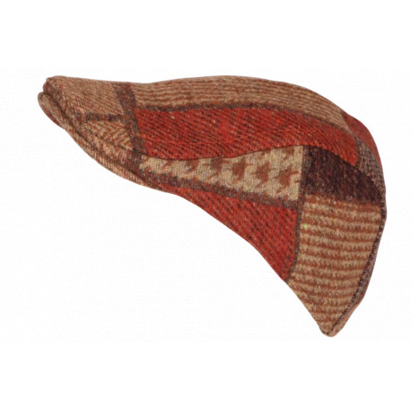 Béret Casquette Orange et Marron en Laine Patchwork Mode Anglaise Windsaur CASQUETTES Nyls Création
