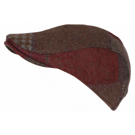 Béret Casquette Rouge et Marron en Laine Patchwork Mode Anglaise Windsaur CASQUETTES Nyls Création