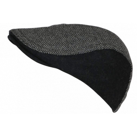 Béret Casquette Noire en Laine Mode Anglaise Tweed Vintage Réglable Morytz CASQUETTES Nyls Création