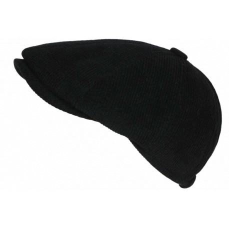 Beret Casquette Gavroche Velours Noir Côtelé Vintage Eshton CASQUETTES Nyls Création