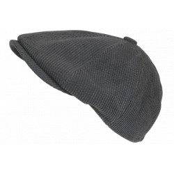 Beret Casquette Gavroche Velours Gris Côtelé Vintage Eshton CASQUETTES Nyls Création