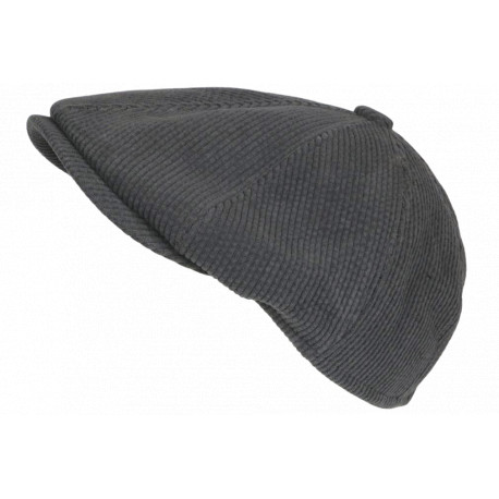 Beret Casquette Gavroche Velours Gris Côtelé Vintage Eshton CASQUETTES Nyls Création