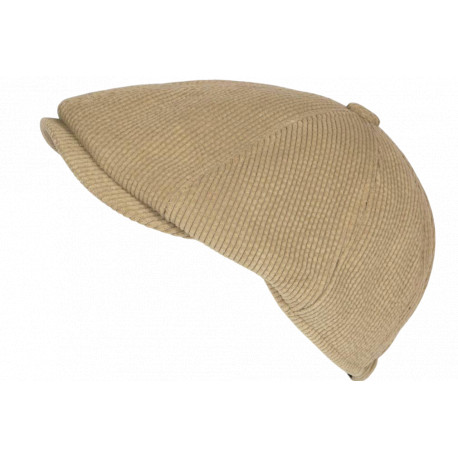 Beret Casquette Gavroche Velours Marron Clair Côtelé Vintage Eshton CASQUETTES Nyls Création