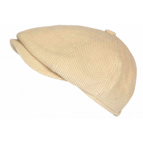 Beret Casquette Gavroche Velours Beige Côtelé Vintage Eshton CASQUETTES Nyls Création