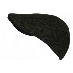 Béret Casquette Plate Noire en Laine Mode Anglaise Tweed Ajustable Cresty CASQUETTES Nyls Création