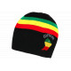 Bonnet Guyane Noir Fashion en Laine Coloris Rasta BONNETS Nyls Création