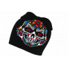 Bonnet Tête de Mort à Fleurs en Laine Noire Look Original