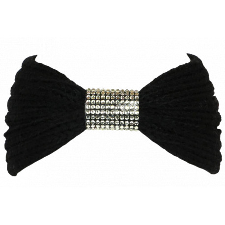 Bandeau Laine Femme Strass Noir Classe Headband Hiver Esfye Bandeau Nyls Création