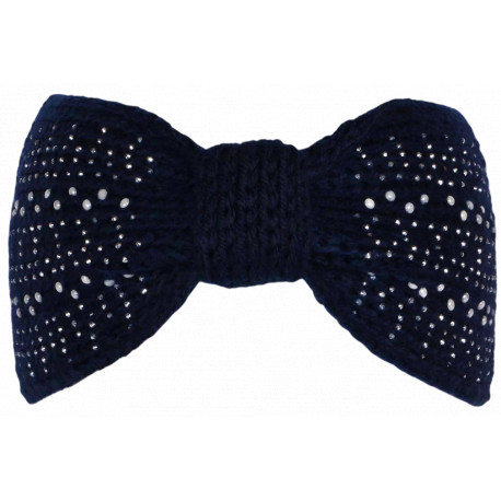 Bandeau Strass Femme Bleu Laine Noeud Classe Headband Hiver Merry Bandeau Nyls Création