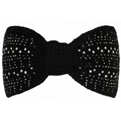 Bandeau Strass Femme Noir en Laine Noeud Classe Headband Hiver Merry Bandeau Nyls Création