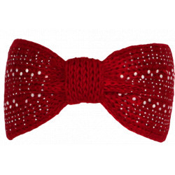 Bandeau Strass Femme Rouge en Laine Noeud Classe Headband Hiver Merry Bandeau Nyls Création
