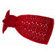 Bandeau Strass Femme Rouge en Laine Noeud Classe Headband Hiver Merry Bandeau Nyls Création