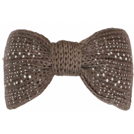 Bandeau Strass Femme Marron en Laine Noeud Classe Headband Hiver Merry Bandeau Nyls Création