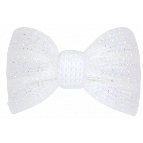Bandeau Strass Femme Blanc en Laine Noeud Classe Headband Hiver Merry Bandeau Nyls Création