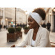 Bandeau Strass Femme Blanc en Laine Noeud Classe Headband Hiver Merry Bandeau Nyls Création