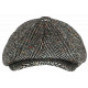 Casquette Gavroche en Laine Noire à Chevrons Style Anglais Vintage Surwal CASQUETTES Nyls Création