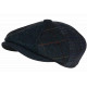 Casquette Gavroche en Laine Bleue Patchwork Style Anglais Vintage Surwal CASQUETTES Nyls Création