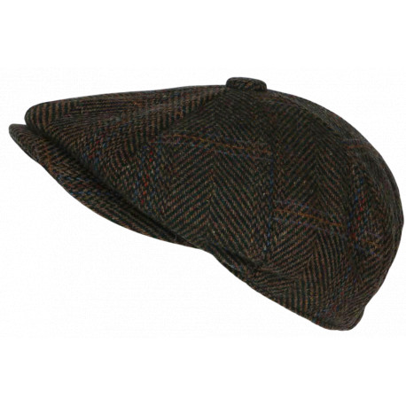 Casquette Gavroche Marron en Laine à Chevrons Style Anglais Vintage Surwal CASQUETTES Nyls Création