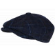 Casquette Gavroche Bleue en Laine à Carreaux Style Anglais Vintage Surwal CASQUETTES Nyls Création