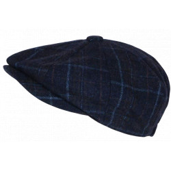 Casquette Gavroche Bleue en Laine à Carreaux Style Anglais Vintage Surwal CASQUETTES Nyls Création
