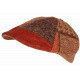 Béret Casquette Plate Orange Patchwork en Laine Style Anglais Landwel CASQUETTES Nyls Création