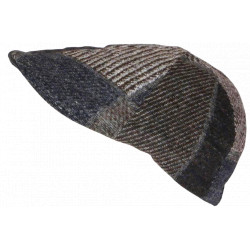 Béret Casquette Plate Marron Patchwork en Laine Style Anglais Landwel CASQUETTES Nyls Création