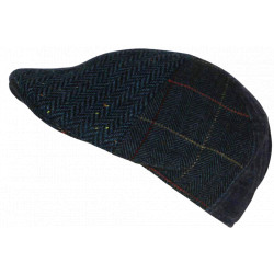 Béret Casquette Plate Bleue Patchwork en Laine Style Anglais Landwel CASQUETTES Nyls Création
