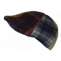 Béret Casquette Plate Patchwork Bleu Vert en Laine Style Anglais Landwel CASQUETTES Nyls Création