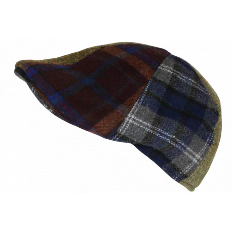 Béret Casquette Plate Patchwork Bleu Vert en Laine Style Anglais Landwel CASQUETTES Nyls Création