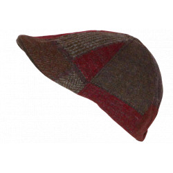 Béret Casquette Plate Rouge Patchwork en Laine Style Anglais Landwel CASQUETTES Nyls Création