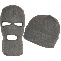 Bonnet Cagoule Grise Trois Trous en Laine Douce et Chaude Ryder Cagoule Nyls Création