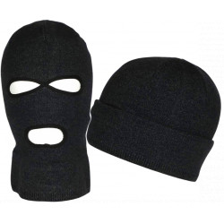 Bonnet Cagoule Gris Foncé Trois Trous en Laine Douce et Chaude Ryder Cagoule Nyls Création