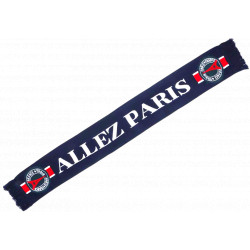 Écharpe Supporters - PARIS ALLEZ PARIS - Tour Eiffel - Bleu Marine, Rouge & Blanc Echarpe Léon montane
