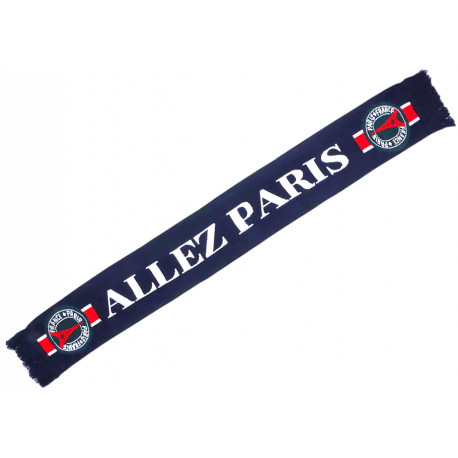 Écharpe Supporters - PARIS ALLEZ PARIS - Tour Eiffel - Bleu Marine, Rouge & Blanc Echarpe Léon montane