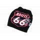 Bonnet Route 66 Rouge et Noir en Laine Design Motard Biker BONNETS Nyls Création