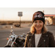 Bonnet Route 66 Rouge et Noir en Laine Design Motard Biker BONNETS Nyls Création