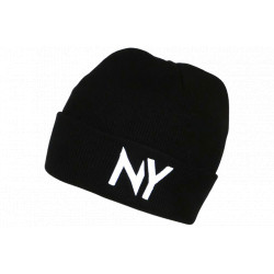 Bonnet NY Noir et Blanc en laine Design Streetwear Fashion Yrton BONNETS Nyls Création