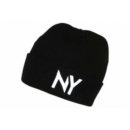 Bonnet NY Noir et Blanc en laine Design Streetwear Fashion Yrton BONNETS Nyls Création