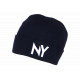 Bonnet NY Bleu et Blanc en laine Design Streetwear Fashion Yrton BONNETS Nyls Création