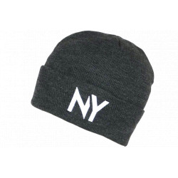 Bonnet NY Gris et Blanc en laine Design Streetwear Fashion Yrton BONNETS Nyls Création