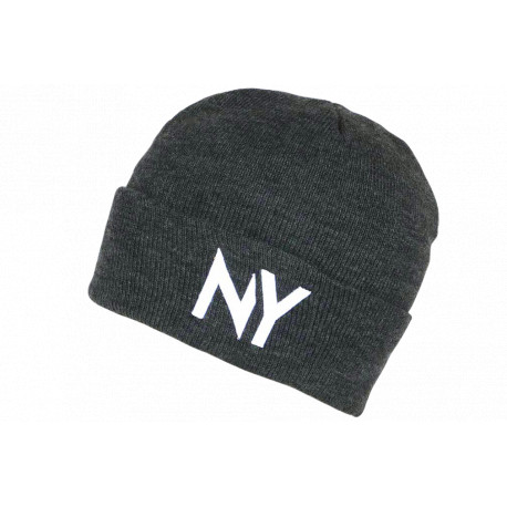 Bonnet NY Gris et Blanc en laine Design Streetwear Fashion Yrton BONNETS Nyls Création
