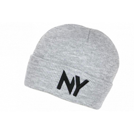 Bonnet NY Gris et Noir en laine Design Streetwear Fashion Yrton BONNETS Nyls Création