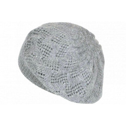 Bonnet Béret Femme Gris Angora Pailleté Doux et Tendance Angiola BONNETS Nyls Création