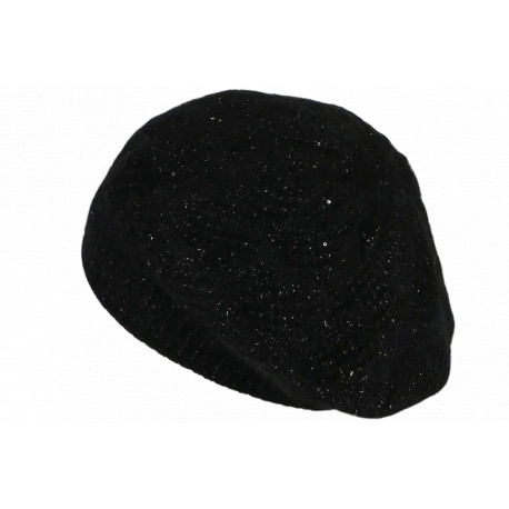 Bonnet Béret Femme Noir Angora Pailleté Doux et Tendance Angiola BONNETS Nyls Création