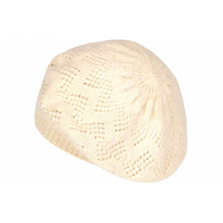 Bonnet Béret Femme Beige en Angora Pailleté Doux Tendance Angiola BONNETS Nyls Création