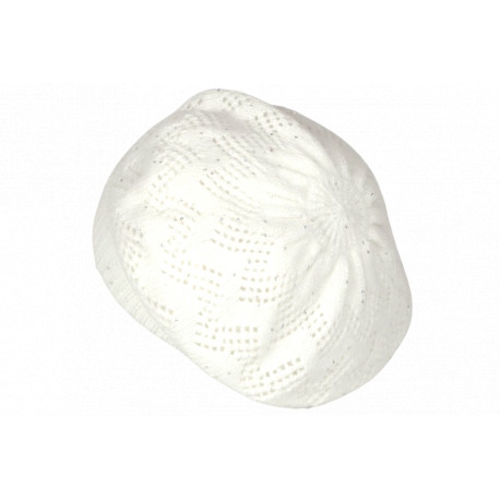 Bonnet Béret Femme Blanc en Angora Pailleté Doux Tendance Angiola BONNETS Nyls Création