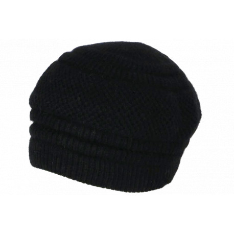 Bonnet Béret Noir Angora Femme Classe Doublure Polaire Angyla BONNETS Nyls Création