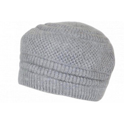Bonnet Béret Gris en Angora Femme Classe Doublure Polaire Angyla BONNETS Nyls Création